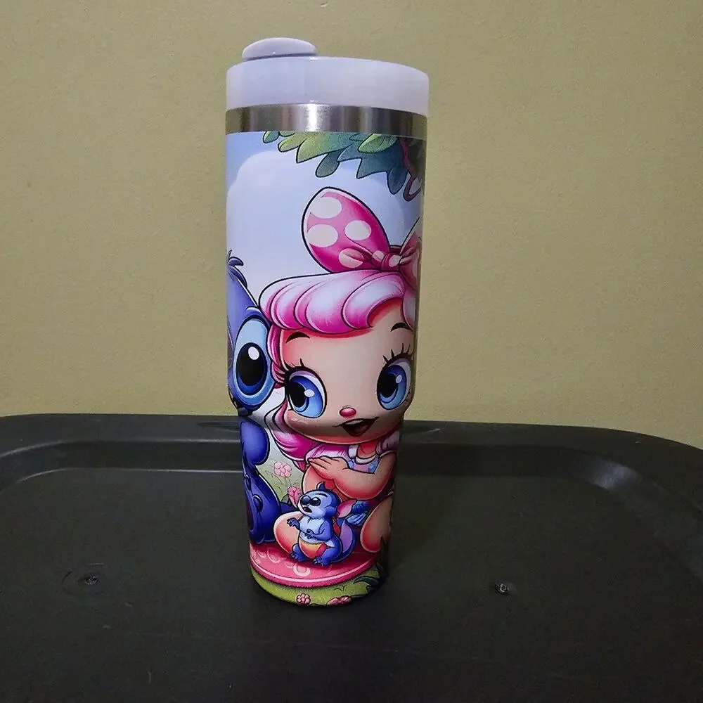 Stitch and Friends 30oz Stainless Steel Insulated Tumbler w/Straw - New